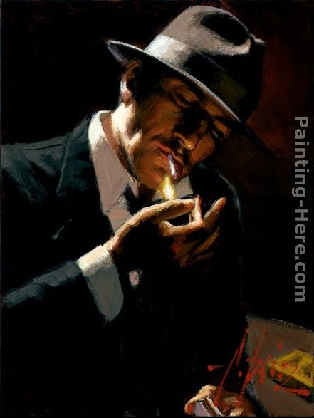 Man Lighting A Cigarette painting - Fabian Perez Man Lighting A Cigarette art painting